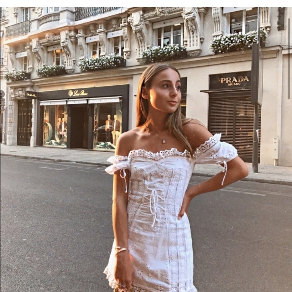For Love& Lemon Anabelle Eyelet Lace-up Mini Dress